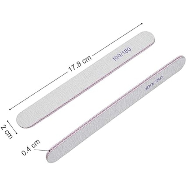 15 stk profesjonelle neglefiler  Dobbeltsidig neglefil  100/180 Grit Vaskbar dobbeltsidig Emery Board for kosmetisk manikyr  Frisørsalong  Kjæledyr  Hjem