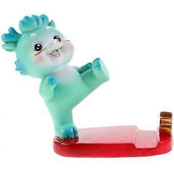 Tegneserie Drage Statue Telefonstativ Resin Telefonholder Bordplate Telefonholder Skrivebords Ornament Blå Blue