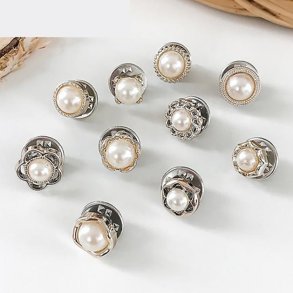 20pcs Cute Practical Anti-glare Brooch Dress Neckline Pearl Pin Clothes Fixed Brooch