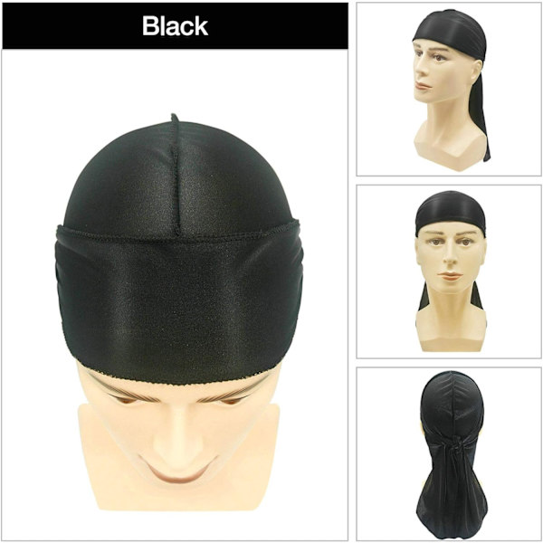 4 stk. Silky Durag Durags til mænd og kvinder (2 x sort, 2 x hvid