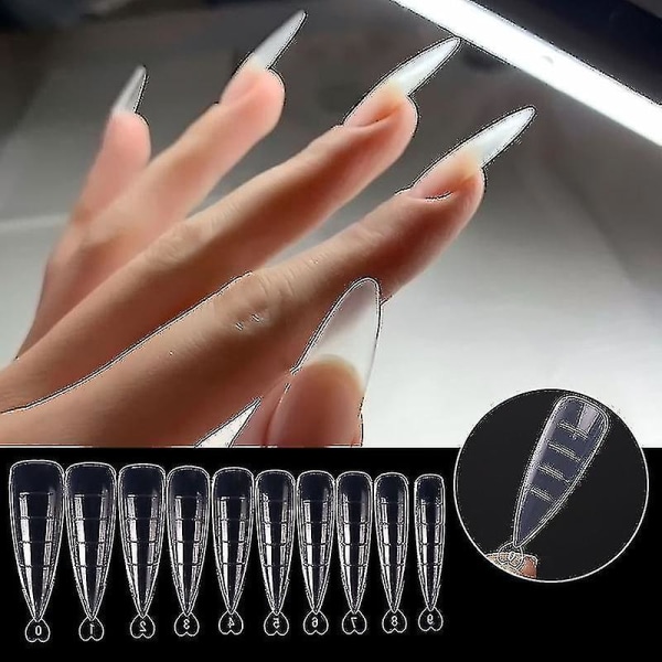 100 stk Poly Nail Gel Hurtigbygging Form Tips Negl Dual Forms Finger Extension Nail Art Uv Builder Enkle Finn Neglverktøy