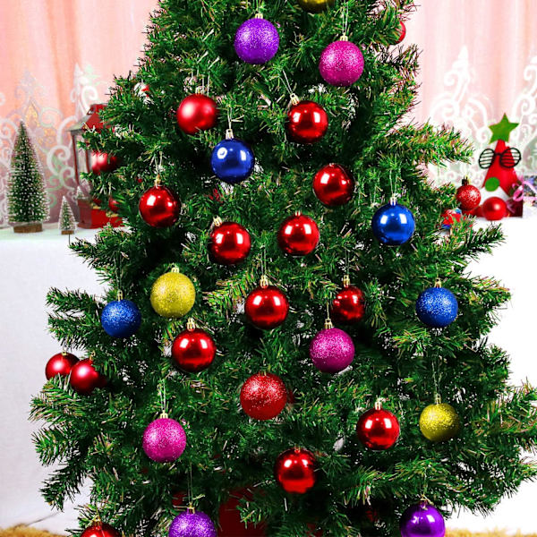 Julgranskulor i rosrött, 3 cm, julgransdekorationer, julgran B