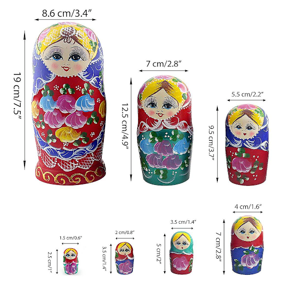 Ryska Nesting Dolls Matryoshka Trä Stapelbara Nästlade Set 7st Handgjorda Leksaker För Barn Barn Julklapp