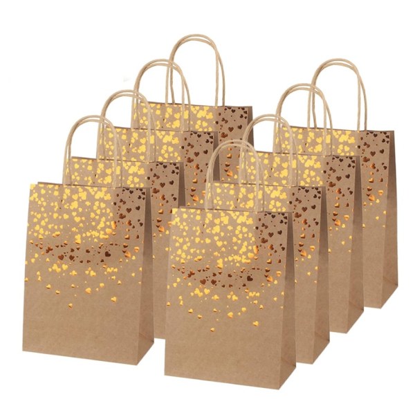 Primärfärg, Golden Love 15 st Kraftpåse, Papperspresentpåse, Kraft