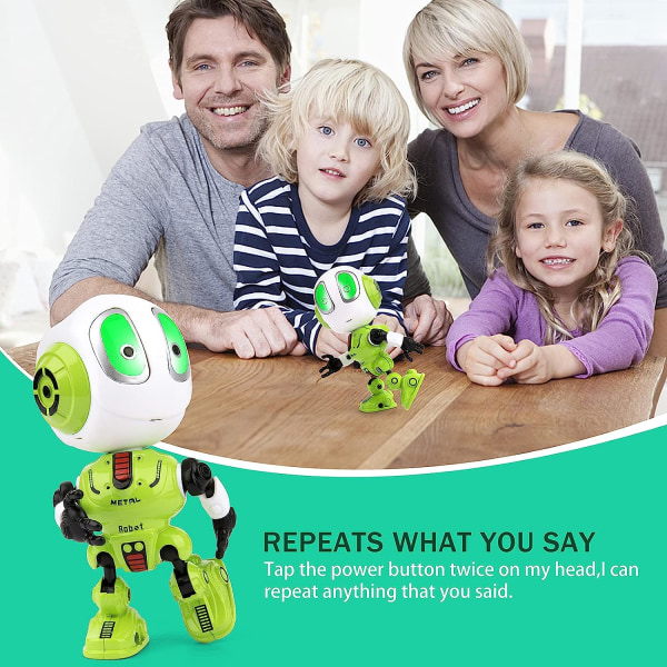 Metal Talking Robot Legetøj med Waht Du Siger Gentagelser, Genopladelig