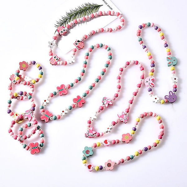 10 st barns halsband barn blandade pärlarmband med träpärlor set slumpmässig färg