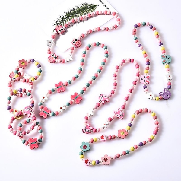10st barnhalsband Barnarmband med blandade pärlor med träpärlor Set färg