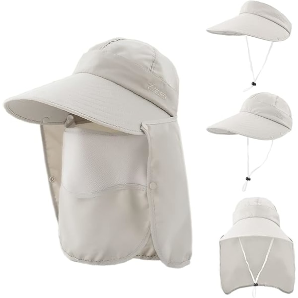 Wide Brim Sun Hat Soft Cap for Women Removable Neck Cap, Multifun