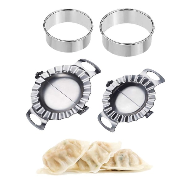 Dumpling Maker, Portable Wonton Pie Noodle Maker Food Grade Rostfritt Stål Dumpling Form Set i fyra delar Silver-köksverktyg