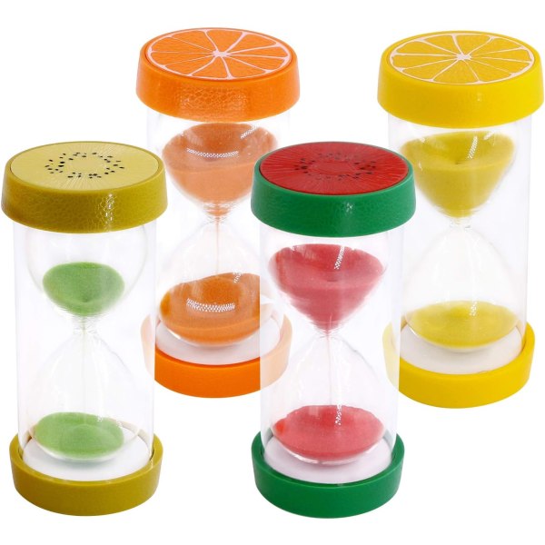 4 farver frugt stil timeglas sand timer ur 5 minutter / 10 minutter /