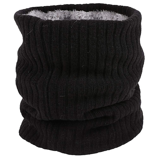 Fleece Halsvärmare Termisk Snoods Unisex Tjock Vinter Kallt Väder Stickad Cirkel Halsduk För Cykling Motocykel Sport（Svart）