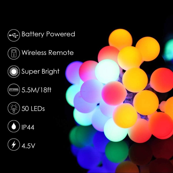 LED-lysslynge 18ft 50 LED batteridrevet med fjernkontroll