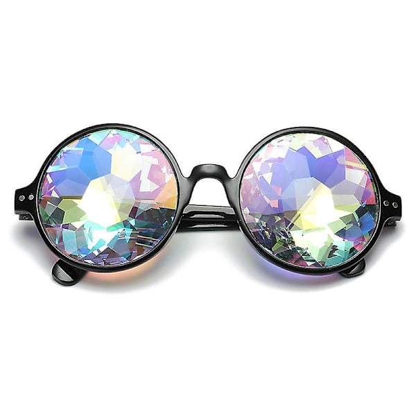 Psykedeelinen Festivaali Kaleidoskooppi Rainbow Aurinkolasit Rave Goggle Lasit Prisma Diffraktio (Musta)