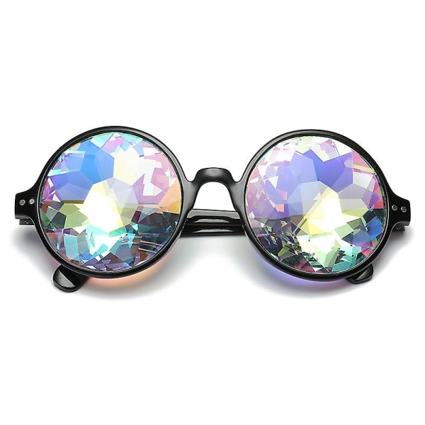 Psykedeliske Festivaler Kalejdoskop Regnbue Solbriller Rave Briller Prisma Diffraktion (Sort)