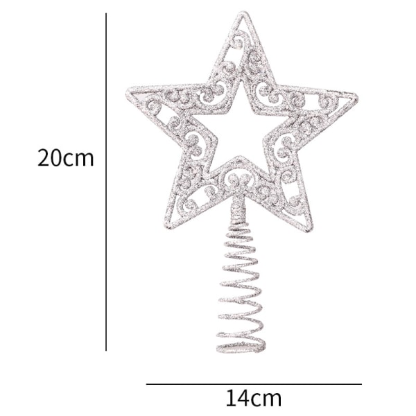 15 cm hopeinen tähti joulukuusen koristeluun - sopii kaikille