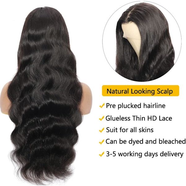 Brasilialainen ihmishiusperuukki Body Wave Lace Front Wig, 13x4 Lace Wig