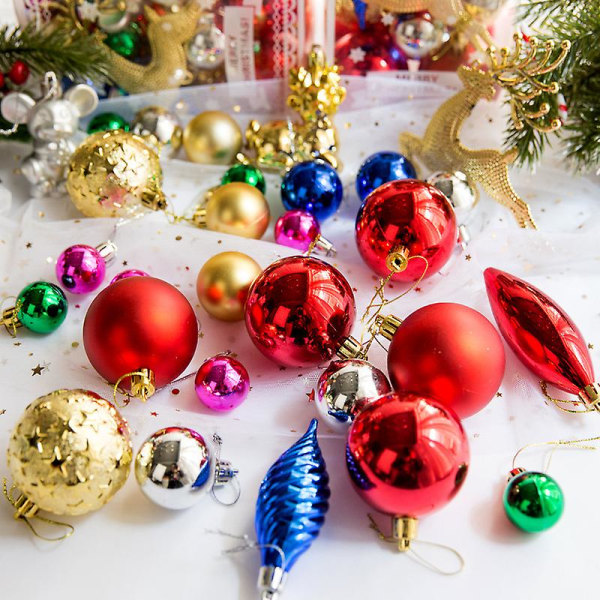 Julfönsterdekoration hängande bollar, 30 st julgranshängen (färgglada)