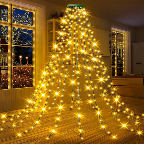 Joulukuusikoristeet 400 LED joulukuusen valoverkko valoverhokeiju valot, 25 LED * 16 nauhaa, 8 tilaa, 31 V turvajännite, ajastin