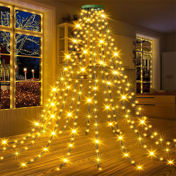 Julepynt 400 LED juletrær lysnett lysgardin fe lys belysning, 25 LED * 16 strimler, 8 moduser, 31 V sikker spenning, timer