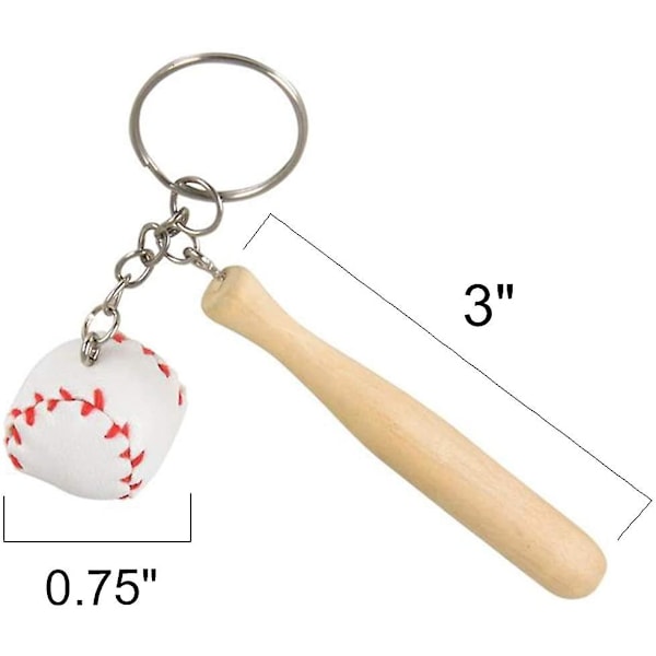 12 kappaleen pakkaus 3 tuuman minipuubasetti baseball-avaimenperällä lapsille 8-vuotiaille ja sitä vanhemmille, loistava joukkuelahjoihin, urheiluun ja matkamuistoihin, voitonpäivän juhliin.