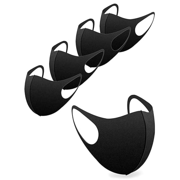 [Svart - 5-pack] Tvättbar tygmask Singelskikt Unisex Mask Återanvändbara tygmasker för vuxna  Barn  Män och kvinnor