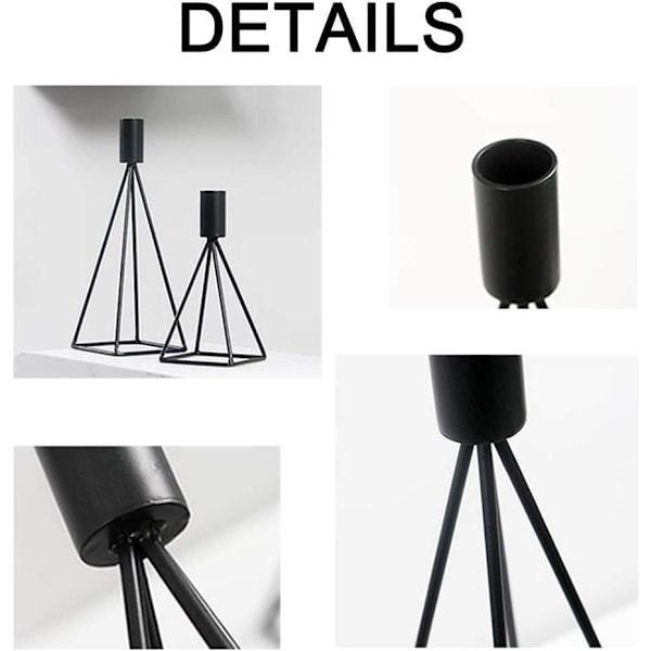 2 Ljusstakar Ljusstakar Kandelabrar i Svart Geometrisk Metall C