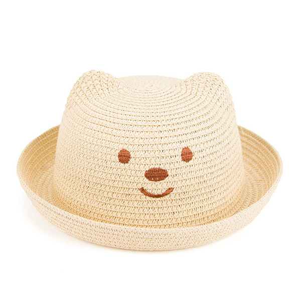 1 st Floppy Hat Bred Brätte Solhatt Mode Resa Baby Strandhatt Perfekt för Semester Mörkblå Halm
