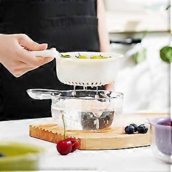 Köksdurkslag Skål Set 2 i 1 Frukt Grönsak Tvätt Mat Sil Korg för Pasta Spaghetti och Sallader Creamy White