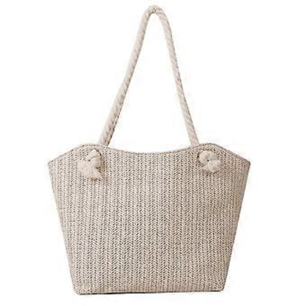 Allround Håndtaske til Kvinder Stor Kapacitet Armhule Taske Mode Strandtaske Strå Skuldertaske Trend Underarmstaske Hvid White