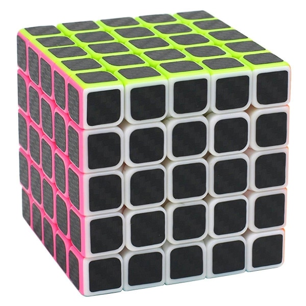 5x5x5 Magic Cube Speed ​​Puzzle Cube Brain Teaser Twist Toy Kolfiberdekal, svart