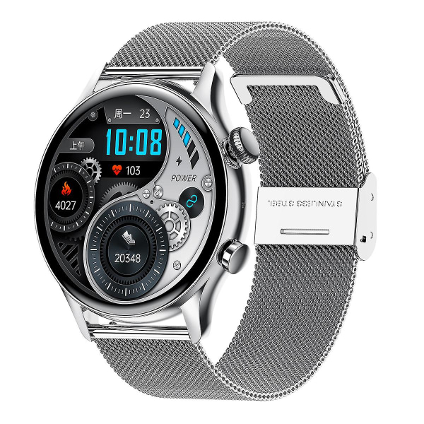 Hk8pro Bluetooth samtal Blodtryck Sport Hälsoövervakning NFC Påminnelse Musik Smart Watch（Silver）