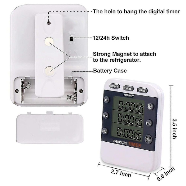 Digital Timer 100 timer Triple Count Down/up Ur Timer Madlavning Timerdigital Timer 100 timer Triple Count Down/up Ur Timer Madlavning Timer