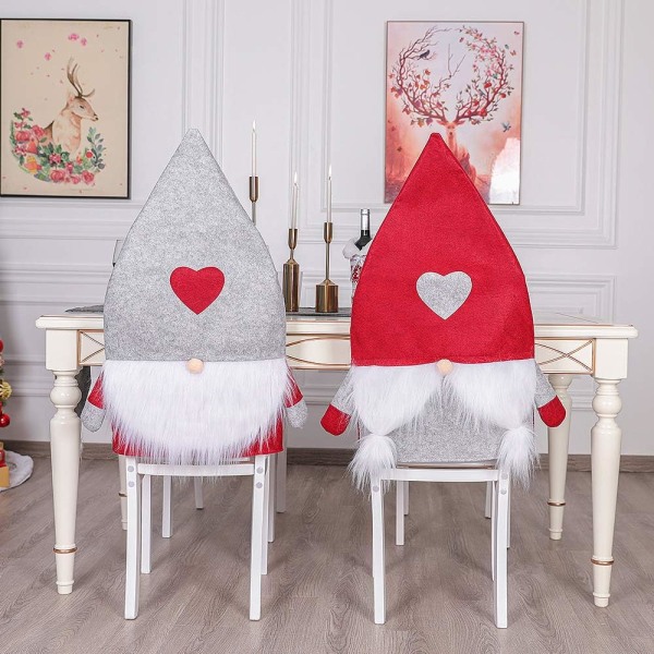 2-pack julstolar överdrag stolsryggöverdrag tomtedekoration F