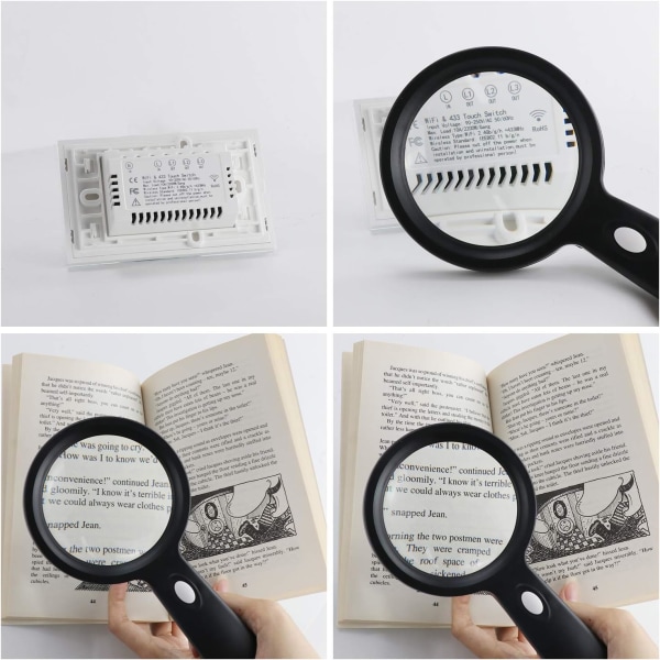 10X Magnifying Glass with Light 12 LED Hand Held Magnifying Glass