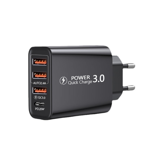 Quick Charge 3.0 USB väggladdare och USB C-kabel, QC 3.0 30W/6A 4