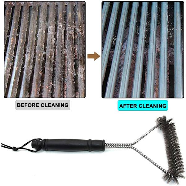 Grillbørste i rustfrit stål - Børster i rustfrit stål til hurtig og effektiv rengøring af alle grill (30 cm)