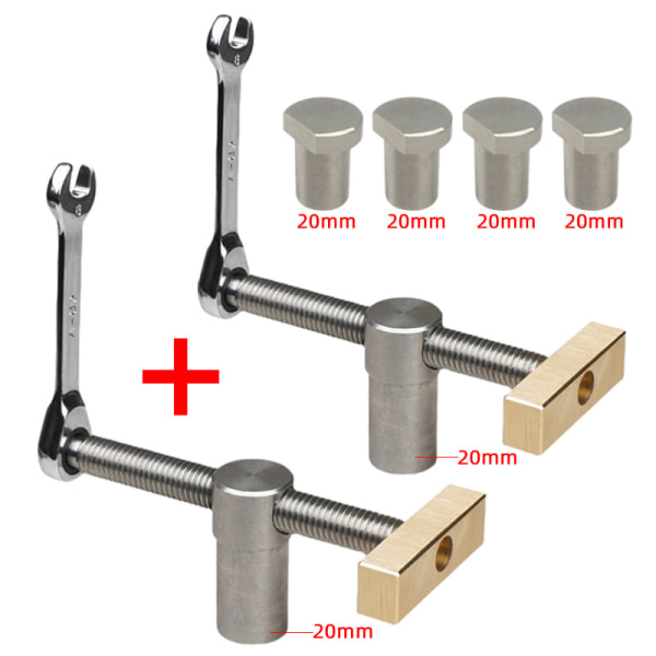 2 stk. bordbænks hurtigskruetvinger med 4 bænkpinde til 20 mm hul,