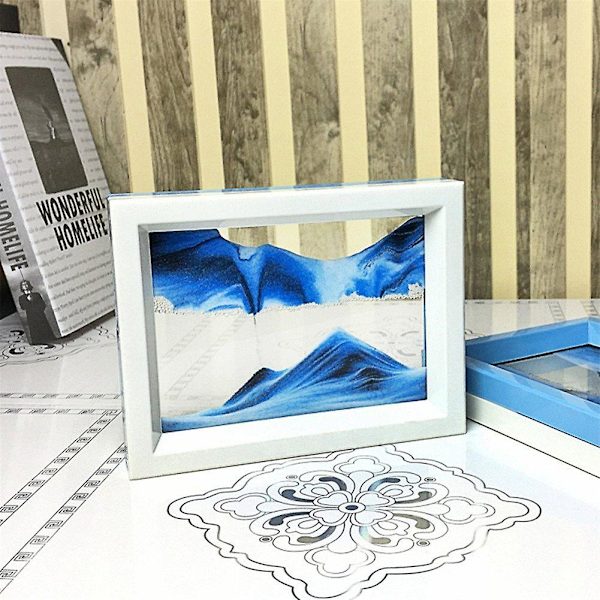 Dynamisk 3D Naturlandskap Flytande Sandbild Konst Dubbelsidig Dubbelfärgad Flytande Sandbild Flytande Sand