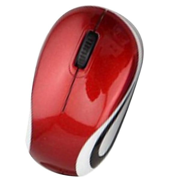 Mini liten trådlös mus Optisk bärbar mini sladdlösa möss med USB mottagare (röd)