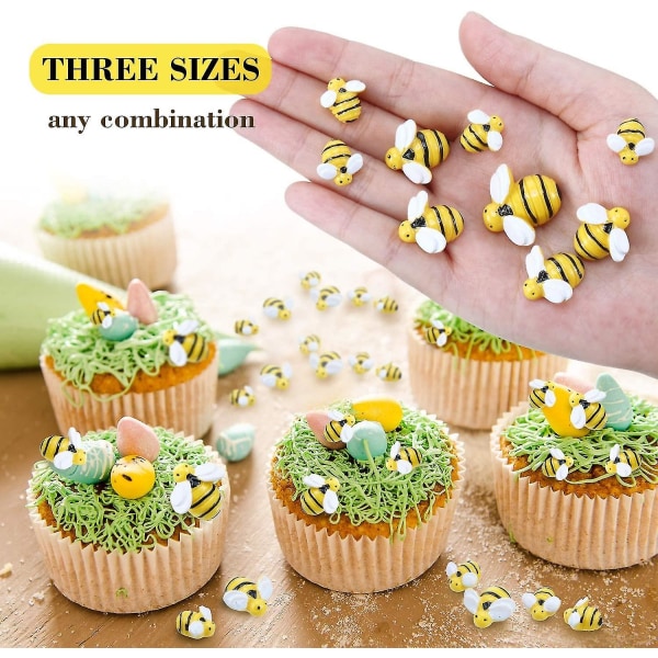 45 st Tiny Resin Bees Dekor Bee Flatback Craft Utsmyckning Med Box