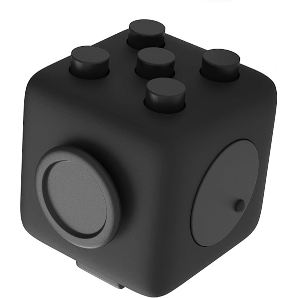 Fidget Cube Anti Stress Barn och Vuxen - Fidget Toys Objekt Anti Stress Ångest - Dekompressionsleksak med 6 Lugnande Moduler (svart)