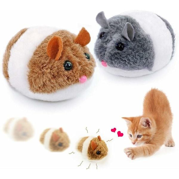 Katt leksak, 2 stycken plyschmus, automatisk kattmusleksak, katt leksak set, interaktiv katt leksak husdjur leksaker för katt kattunge