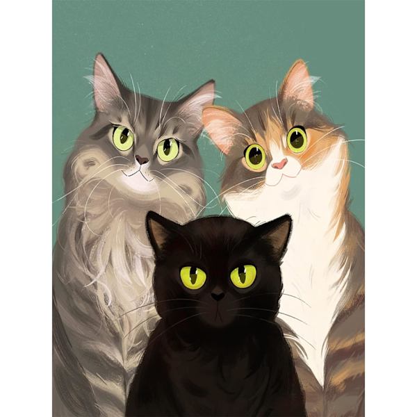 Kolme söpöä kissaa timanttimaalaussetti, 5D DIY digitaalinen timanttimaalaussetti