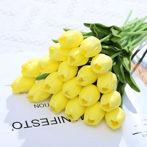 10 stk Pu Real Touch Kunstige Tulipaner Kunstige Blomster（Oransje）