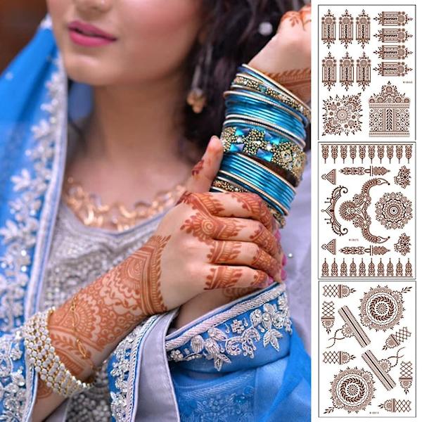 Väliaikaiset Tatuoinnit, Henna Tatuoinnit Ruskeat Punaiset Tatuoinnit Tarrat Pitsi Väliaikaiset Tatuoinnit Vedenpitävät Kehon Tarrat Naisille Tytöille Kehon Taide 6 Arkkia