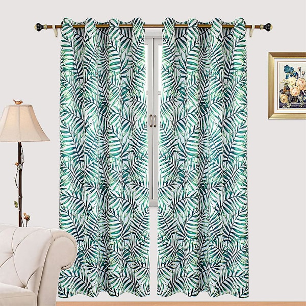 Bladmönstrade mörkläggningsgardiner i polyester 132*137CM