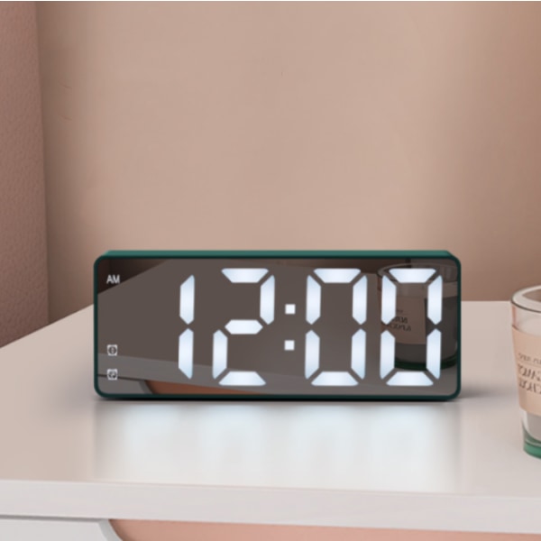 Grön digital väckarklocka, elektronisk väckarklocka med snooze-funktion