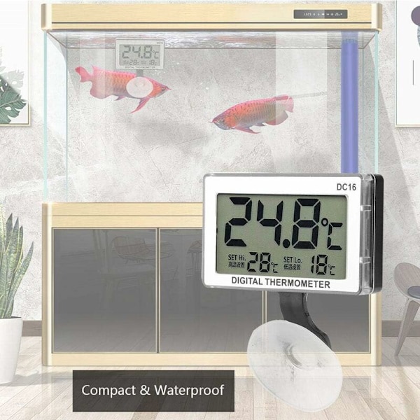 Akvarie Termometer med sugekop, Akvarie Vand Termometer