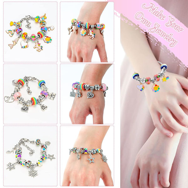 Tjejgåvor för 6 7 8 9 10 år, barn Diy konst hantverk set för flicka ålder 5-11 födelsedagspresent charm armband gör-det-själv-kit
