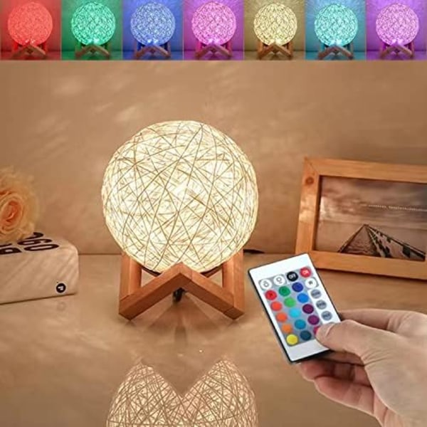 1 lampe til soveværelset, HUAQINZM natlys til børn - Rattan kugle M